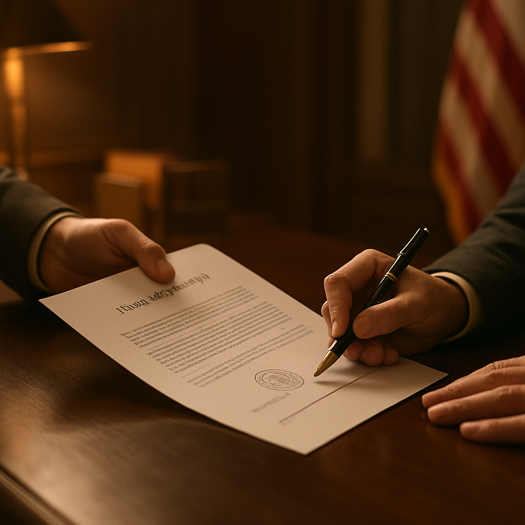 Signature de documents financiers officiels