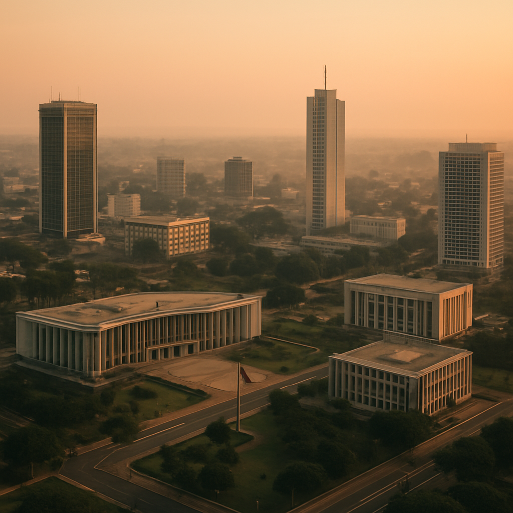 Vue aérienne du quartier administratif de Brazzaville